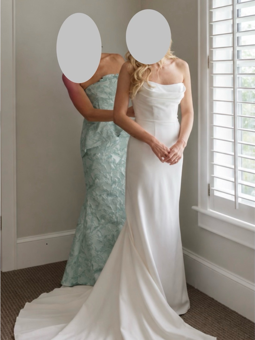 Strapless Seafoam Peplum Mermaid Gown - Picture 4 of 12